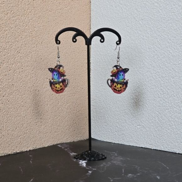 ๐ Halloween Ghost in Pumpkin Cup Earrings (NWOT) - Picture 2 of 6